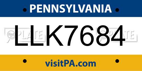 LLK7684 Pennsylvania License Plate