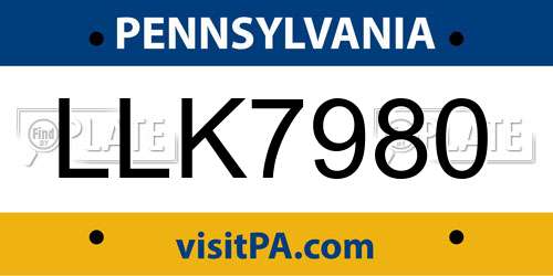 LLK7980 Pennsylvania License Plate