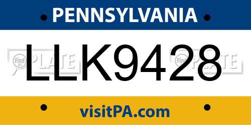 LLK9428 Pennsylvania License Plate