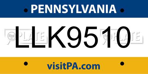 LLK9510 Pennsylvania License Plate