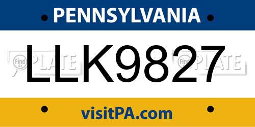 LLK9827 Pennsylvania License Plate