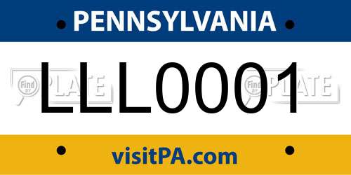 LLL0001 Pennsylvania License Plate