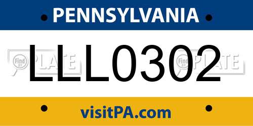 LLL0302 Pennsylvania License Plate