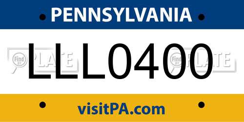 LLL0400 Pennsylvania License Plate