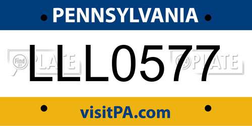 LLL0577 Pennsylvania License Plate