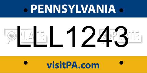 LLL1243 Pennsylvania License Plate