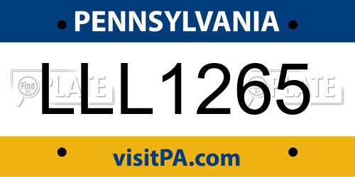 LLL1265 Pennsylvania License Plate