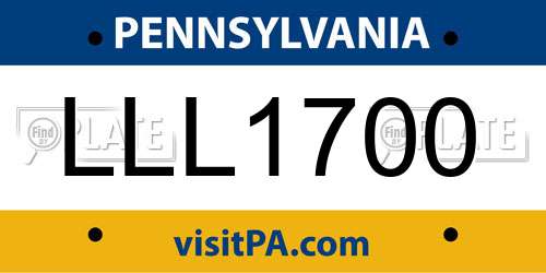 LLL1700 Pennsylvania License Plate