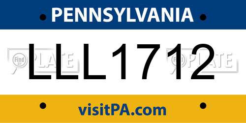 LLL1712 Pennsylvania License Plate