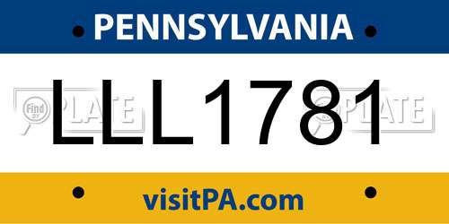 LLL1781 Pennsylvania License Plate