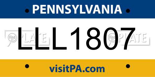 LLL1807 Pennsylvania License Plate