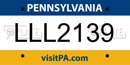 LLL2139 Pennsylvania License Plate