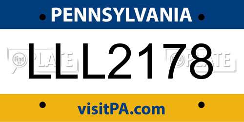 LLL2178 Pennsylvania License Plate