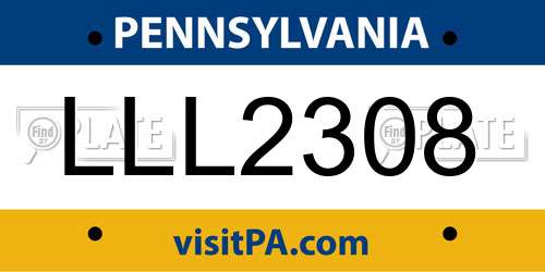 LLL2308 Pennsylvania License Plate