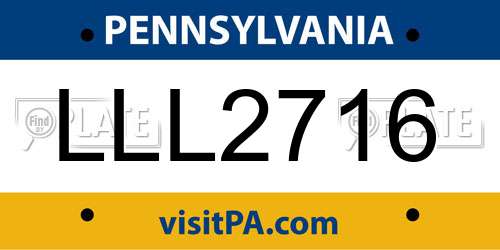 LLL2716 Pennsylvania License Plate