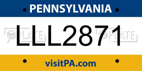 LLL2871 Pennsylvania License Plate