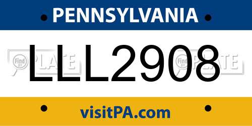 LLL2908 Pennsylvania License Plate
