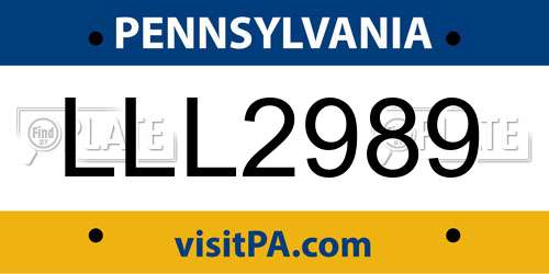 LLL2989 Pennsylvania License Plate
