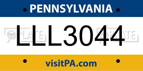 LLL3044 Pennsylvania License Plate