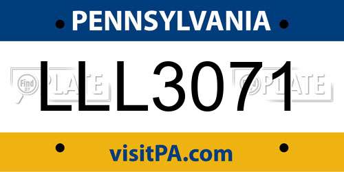LLL3071 Pennsylvania License Plate