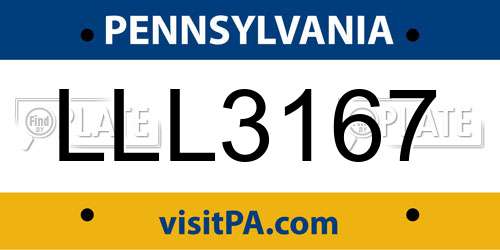 LLL3167 Pennsylvania License Plate