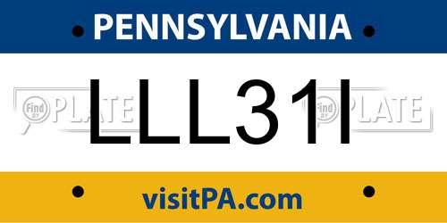 LLL31I Pennsylvania License Plate