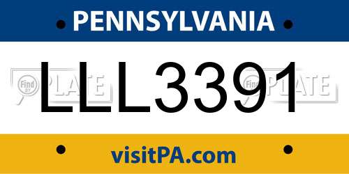 LLL3391 Pennsylvania License Plate