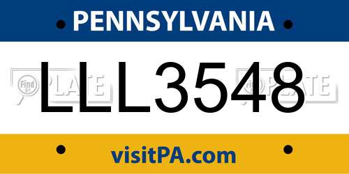 LLL3548 Pennsylvania License Plate