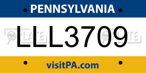 LLL3709 Pennsylvania License Plate