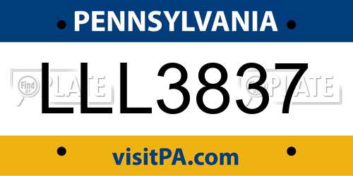 LLL3837 Pennsylvania License Plate