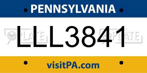 LLL3841 Pennsylvania License Plate