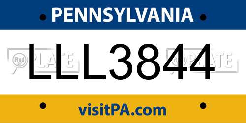 LLL3844 Pennsylvania License Plate