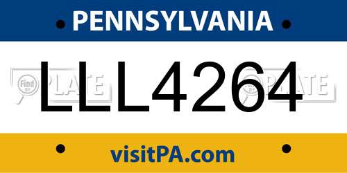 LLL4264 Pennsylvania License Plate
