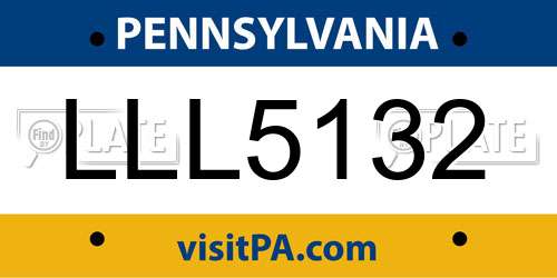LLL5132 Pennsylvania License Plate