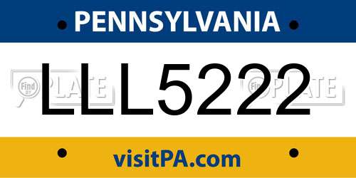 LLL5222 Pennsylvania License Plate