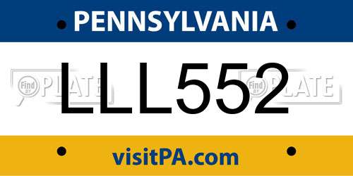 LLL552 Pennsylvania License Plate