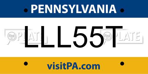 LLL55T Pennsylvania License Plate