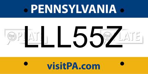 LLL55Z Pennsylvania License Plate