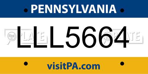 LLL5664 Pennsylvania License Plate