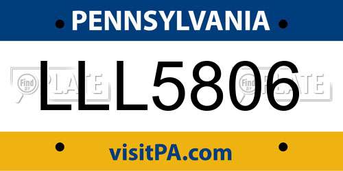 LLL5806 Pennsylvania License Plate