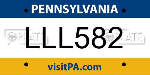 LLL582 Pennsylvania License Plate