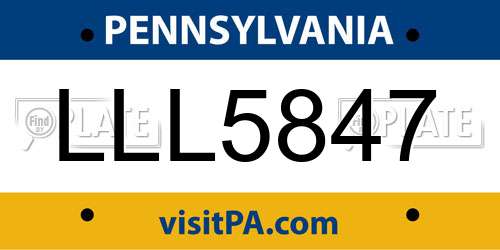 LLL5847 Pennsylvania License Plate