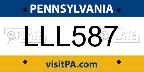 LLL587 Pennsylvania License Plate