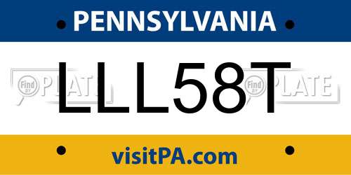 LLL58T Pennsylvania License Plate