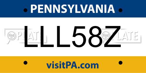 LLL58Z Pennsylvania License Plate