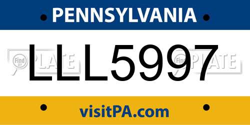 LLL5997 Pennsylvania License Plate