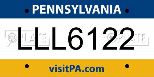 LLL6122 Pennsylvania License Plate