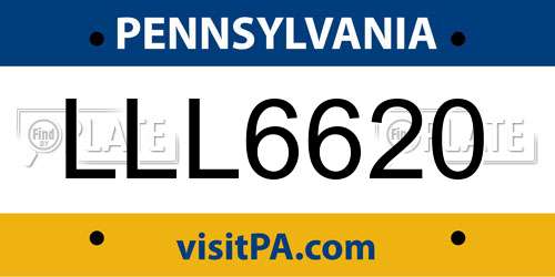 LLL6620 Pennsylvania License Plate