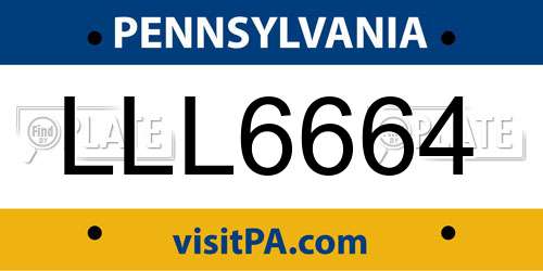 LLL6664 Pennsylvania License Plate