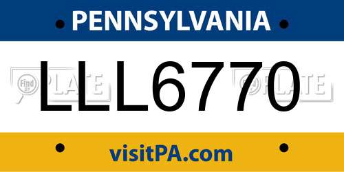 LLL6770 Pennsylvania License Plate